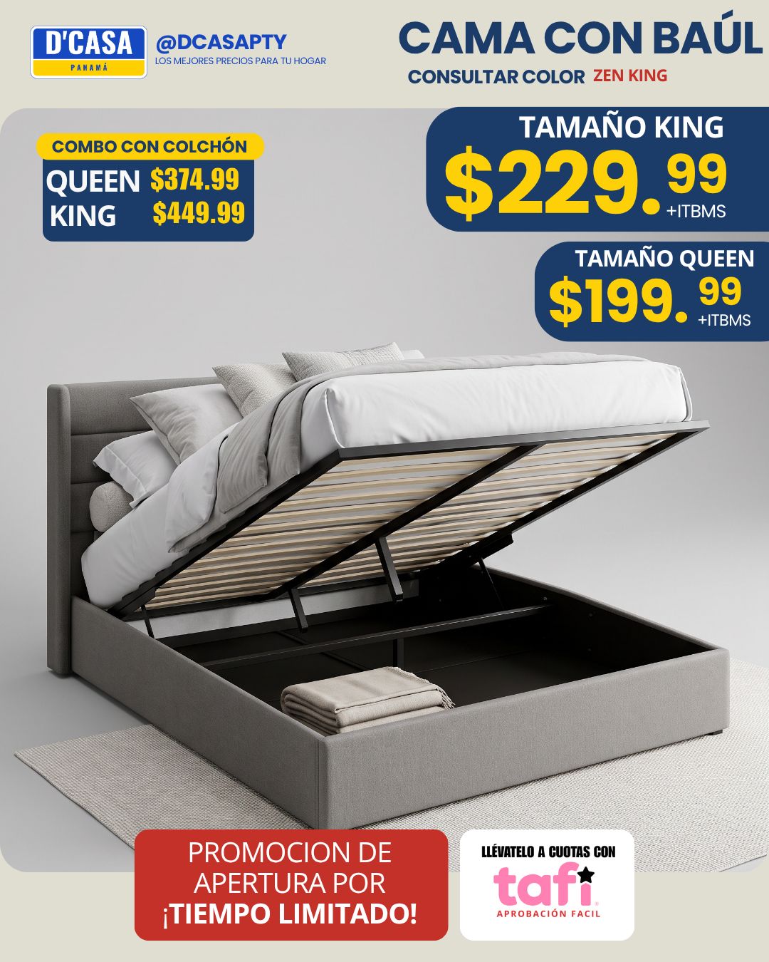 Cama con baúl ZEN — promoción de apertura
